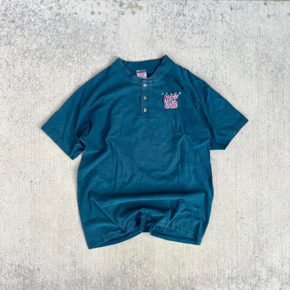 Jesus Nuff Said Oneita Rare 00’s Super Heavyweight Hanley Teal
